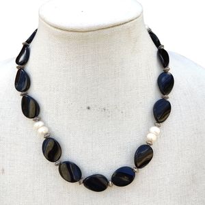 Black onyx and pearl protective & healing necklace